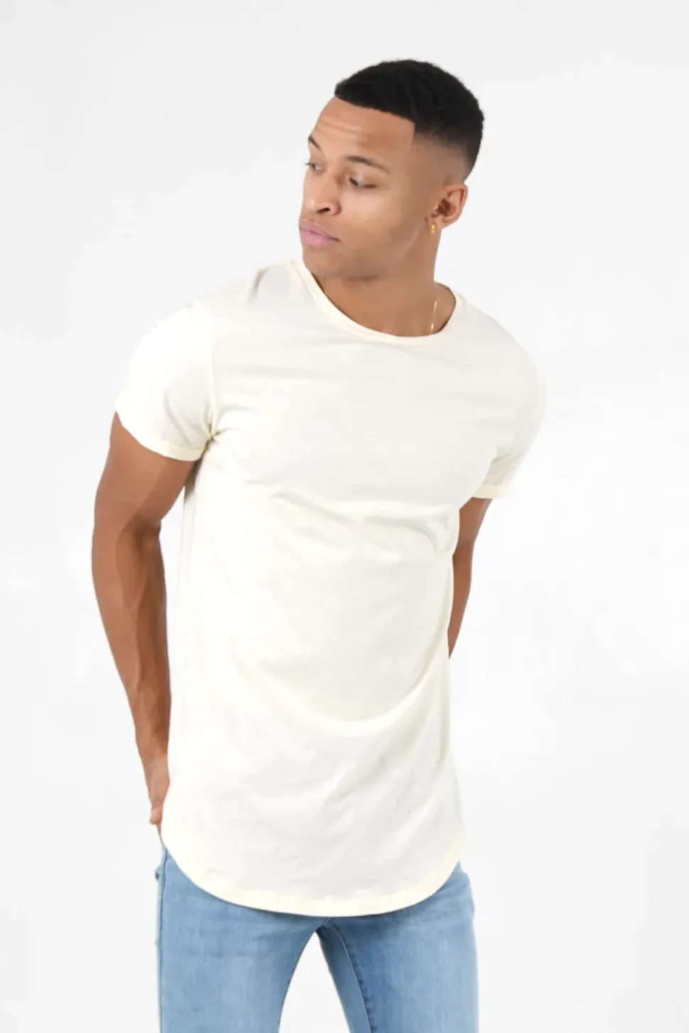 T-Shirt Bas Arrondi Long Jaune Clair