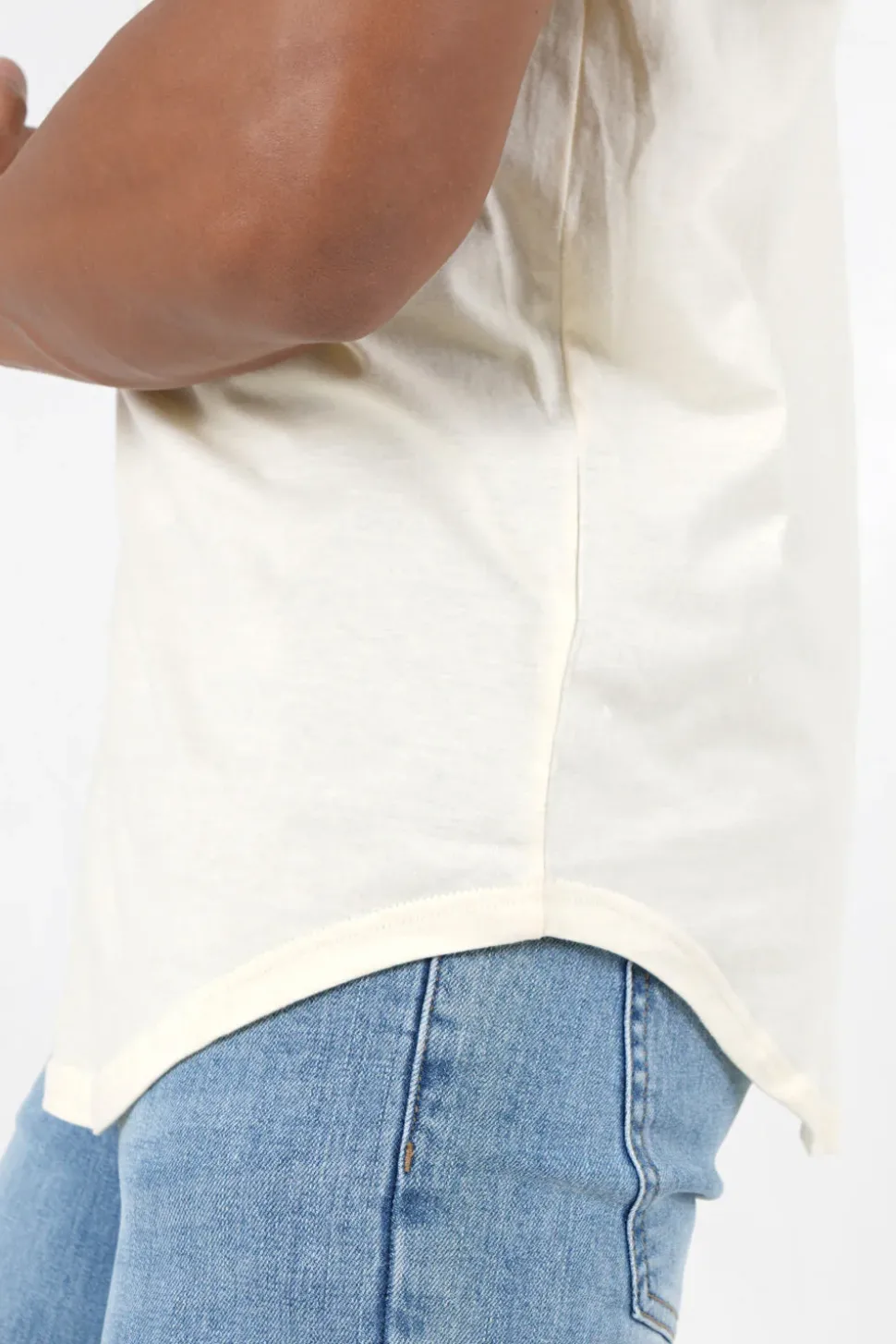 T-Shirt Bas Arrondi Long Jaune Clair