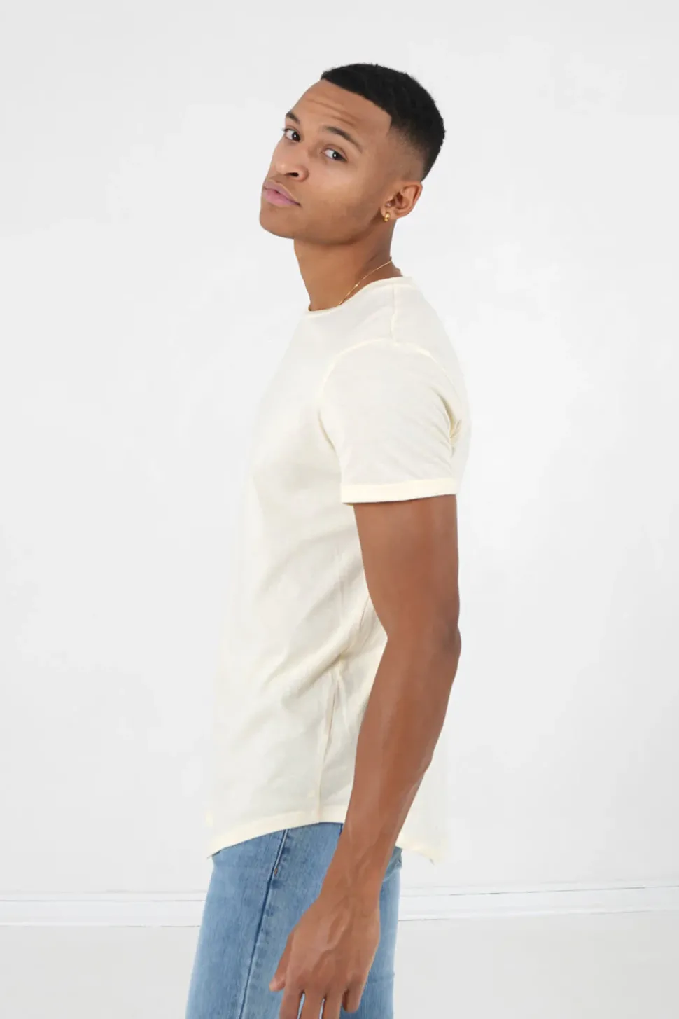 T-Shirt Bas Arrondi Long Jaune Clair