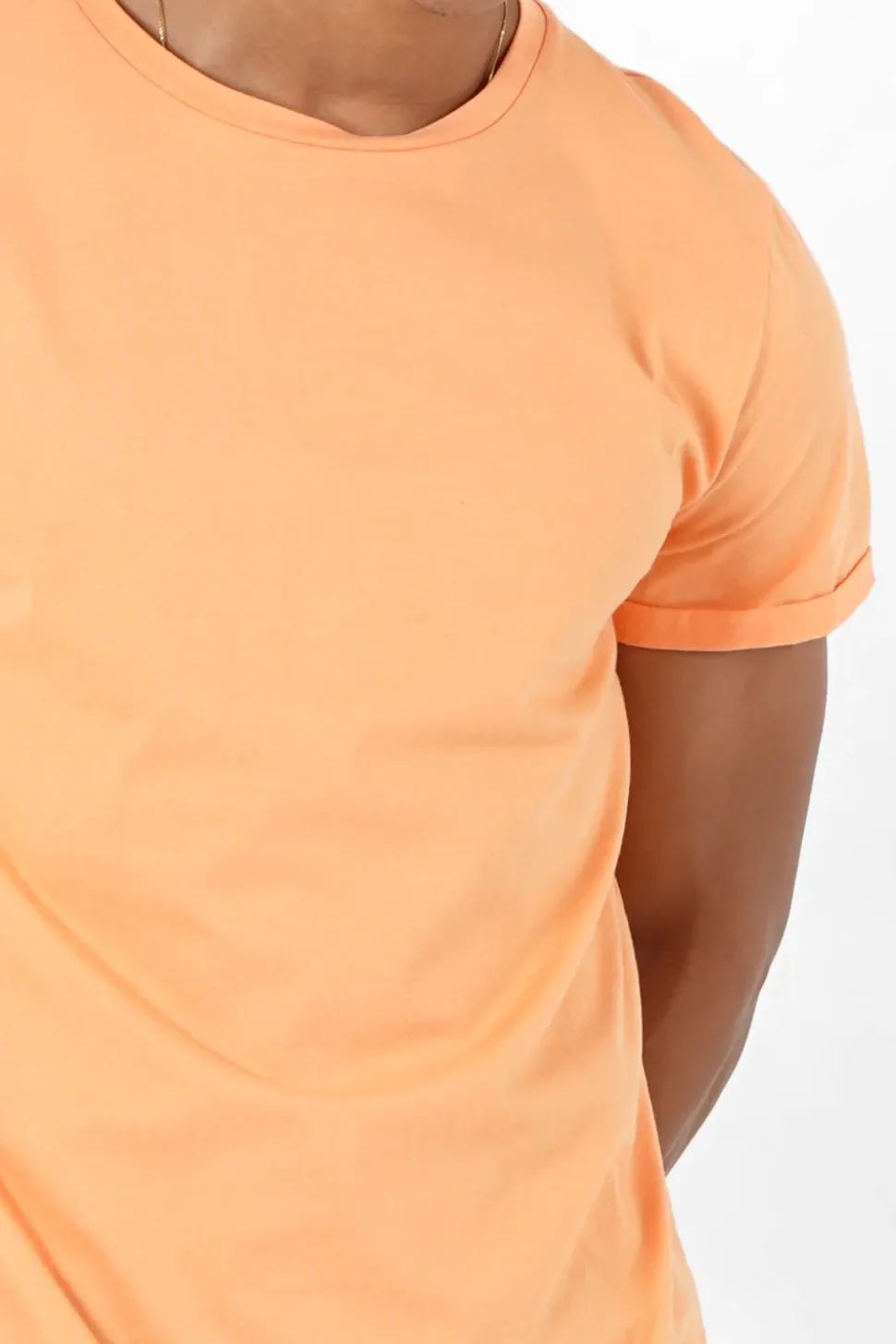 T-Shirt Bas Arrondi Long Orange Clair