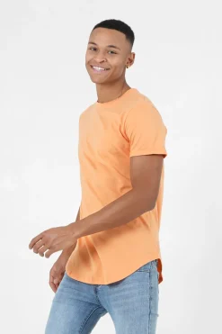 T-Shirt Bas Arrondi Long Orange Clair