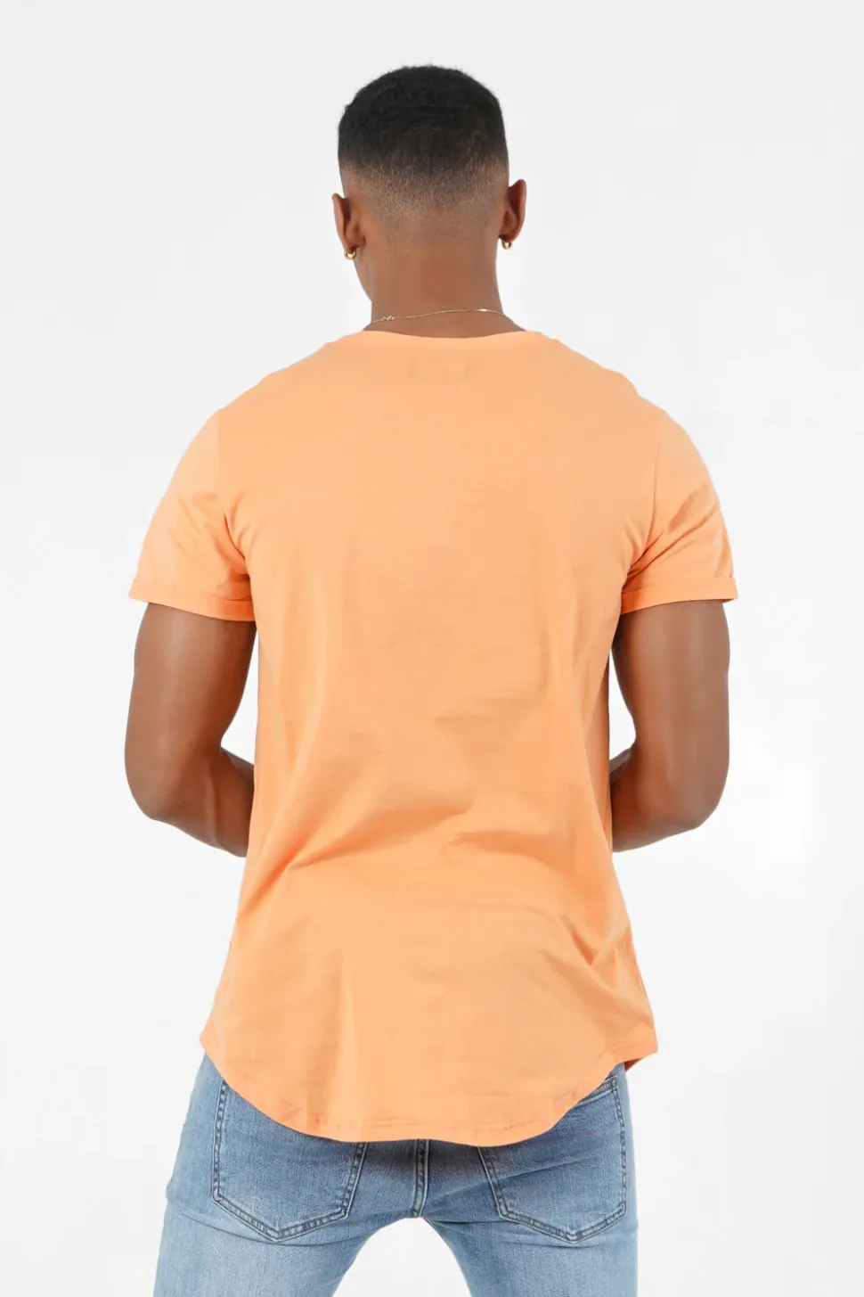 T-Shirt Bas Arrondi Long Orange Clair