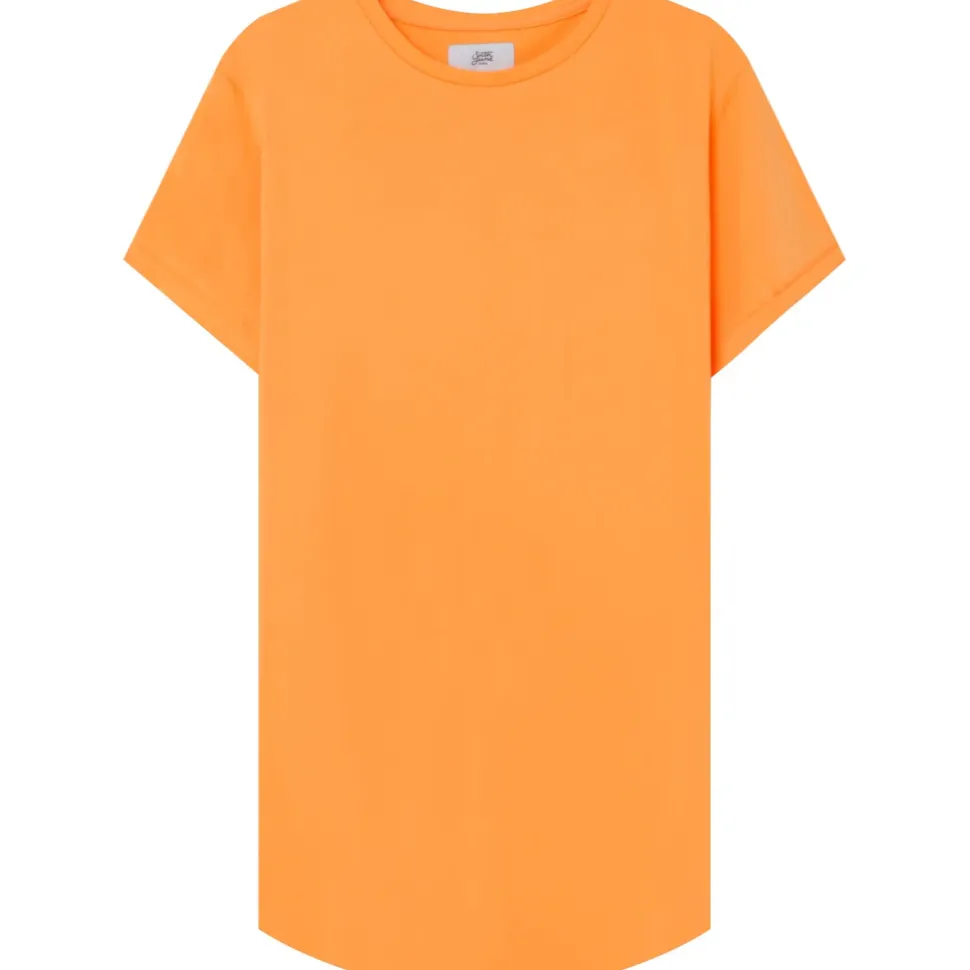 T-Shirt Bas Arrondi Long Orange Clair