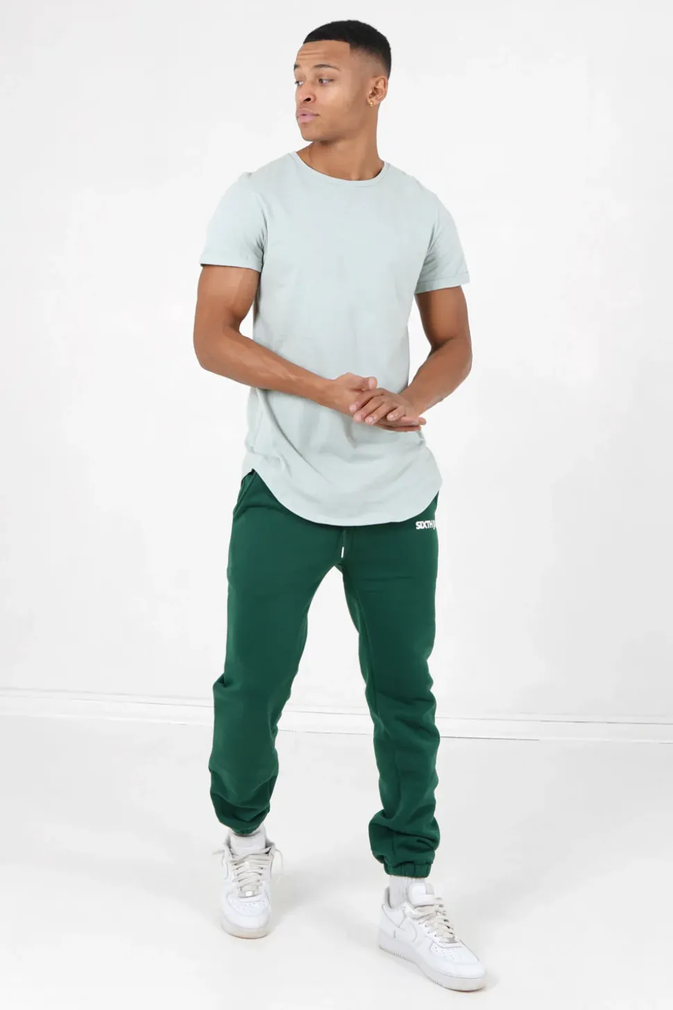 T-Shirt Bas Arrondi Long Vert Clair