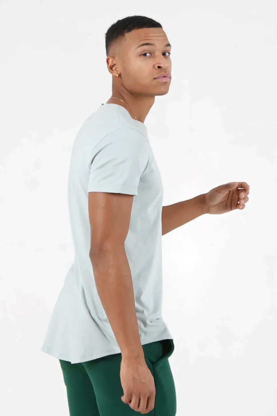 T-Shirt Bas Arrondi Long Vert Clair