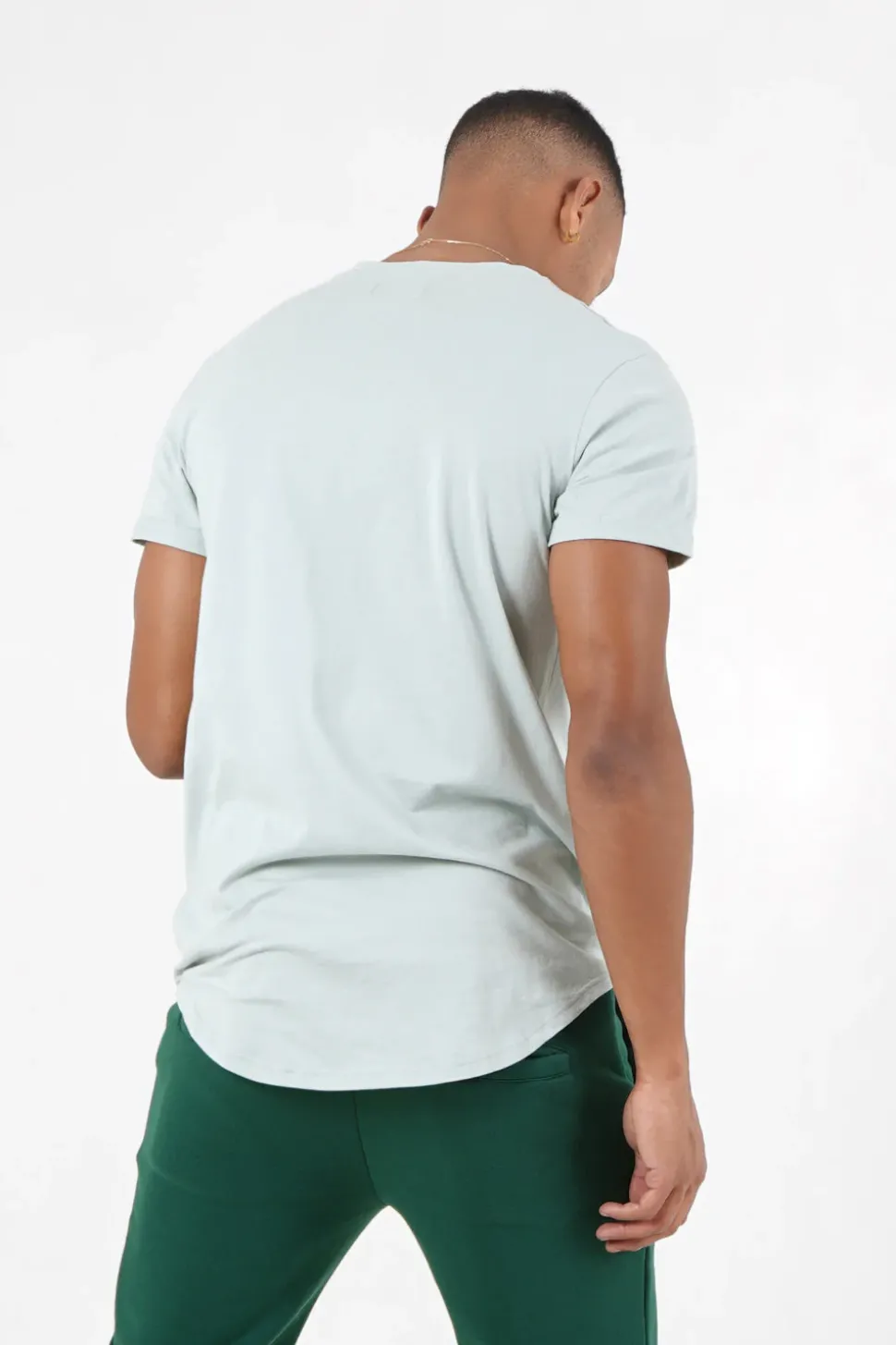 T-Shirt Bas Arrondi Long Vert Clair