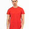 T-Shirt Bas Arrondi Rouge