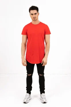 T-Shirt Bas Arrondi Rouge