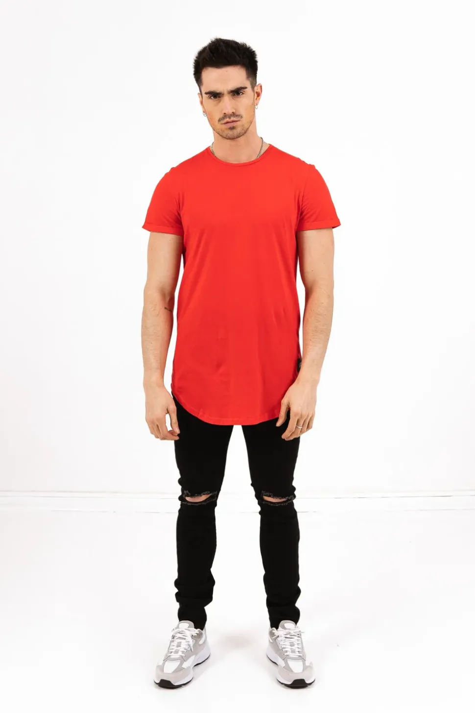 T-Shirt Bas Arrondi Rouge