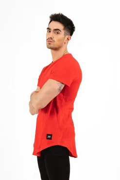 T-Shirt Bas Arrondi Rouge