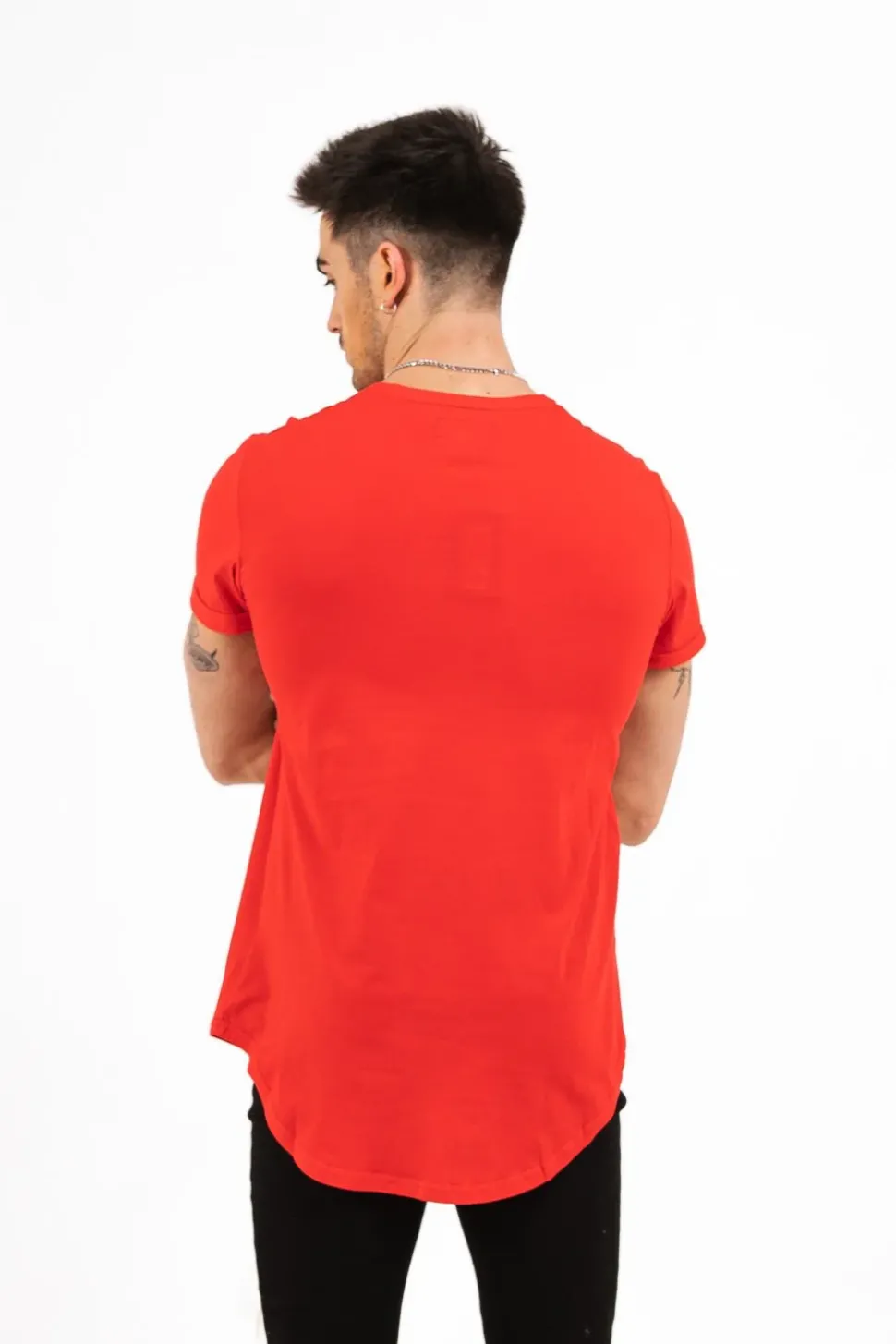 T-Shirt Bas Arrondi Rouge