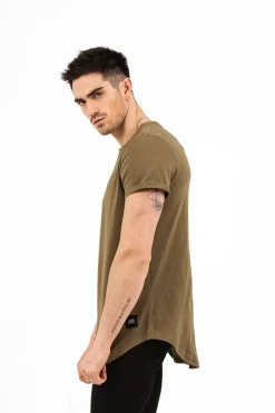 T-Shirt Bas Arrondi Vert Kaki