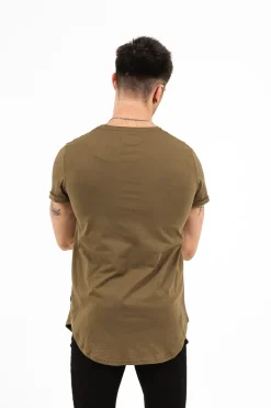 T-Shirt Bas Arrondi Vert Kaki