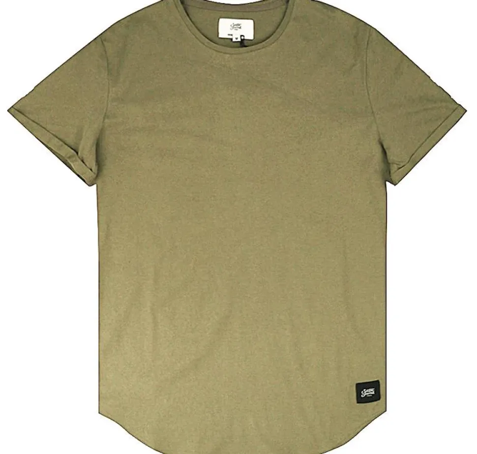 T-Shirt Bas Arrondi Vert Kaki