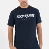 T-Shirt Broderie Logo Paris Bleu Fonce