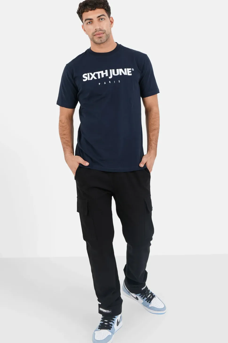 T-Shirt Broderie Logo Paris Bleu Fonce