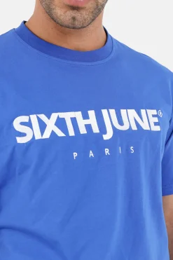 T-Shirt Broderie Logo Paris Bleu Fonce