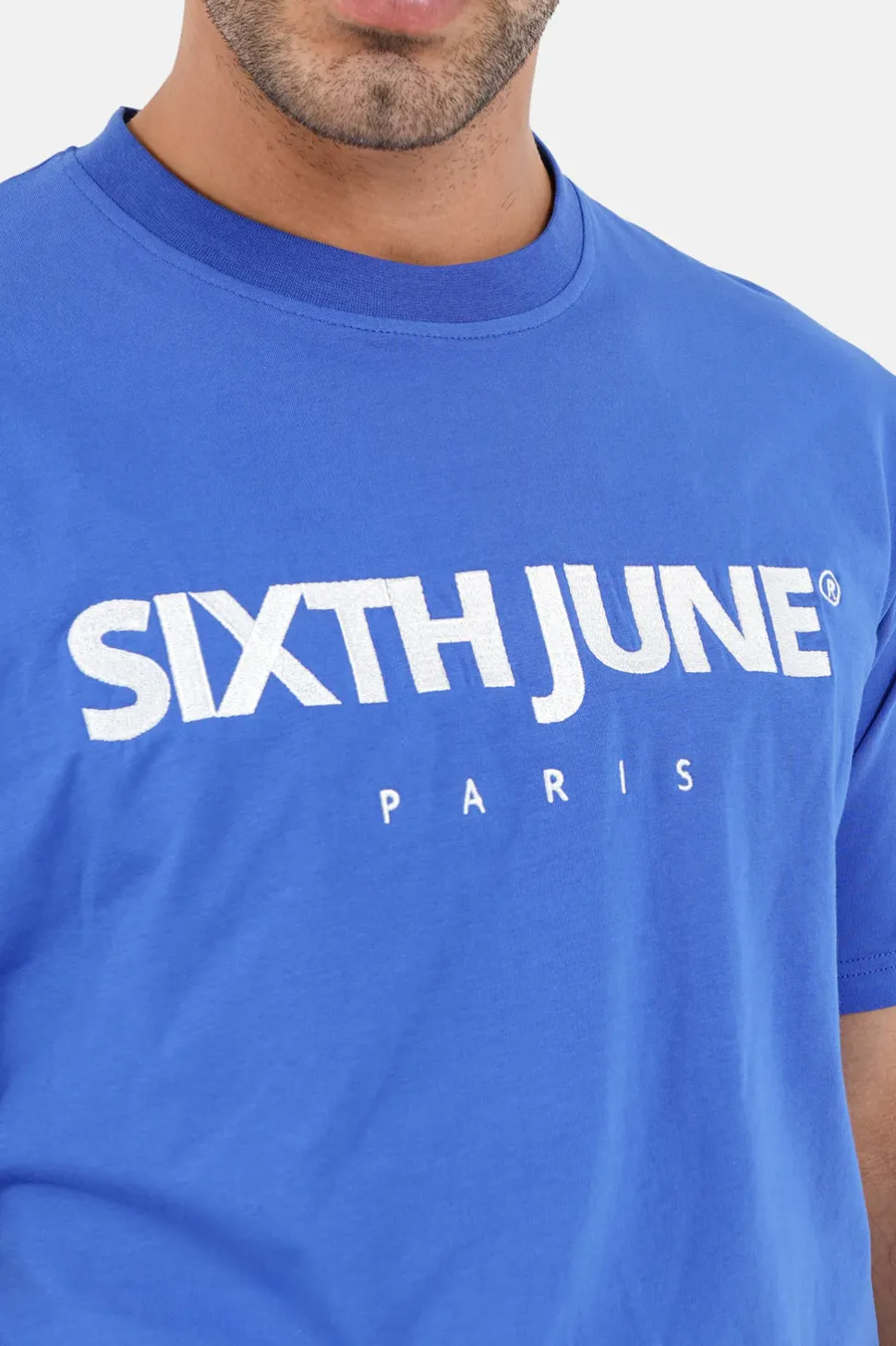T-Shirt Broderie Logo Paris Bleu Fonce