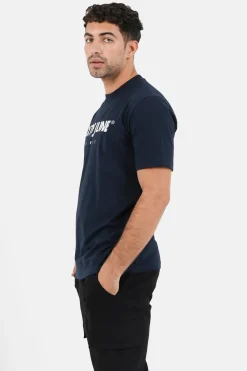 T-Shirt Broderie Logo Paris Bleu Fonce
