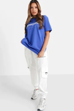 T-Shirt Broderie Logo Paris Bleu Fonce