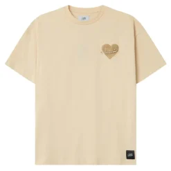T-Shirt Coeur Brode Beige Clair
