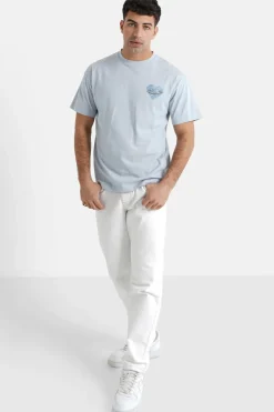 T-Shirt Coeur Brode Bleu Clair
