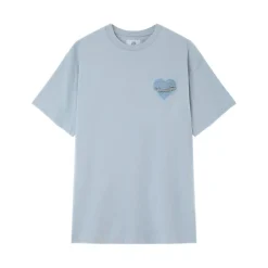 T-Shirt Coeur Brode Bleu Clair