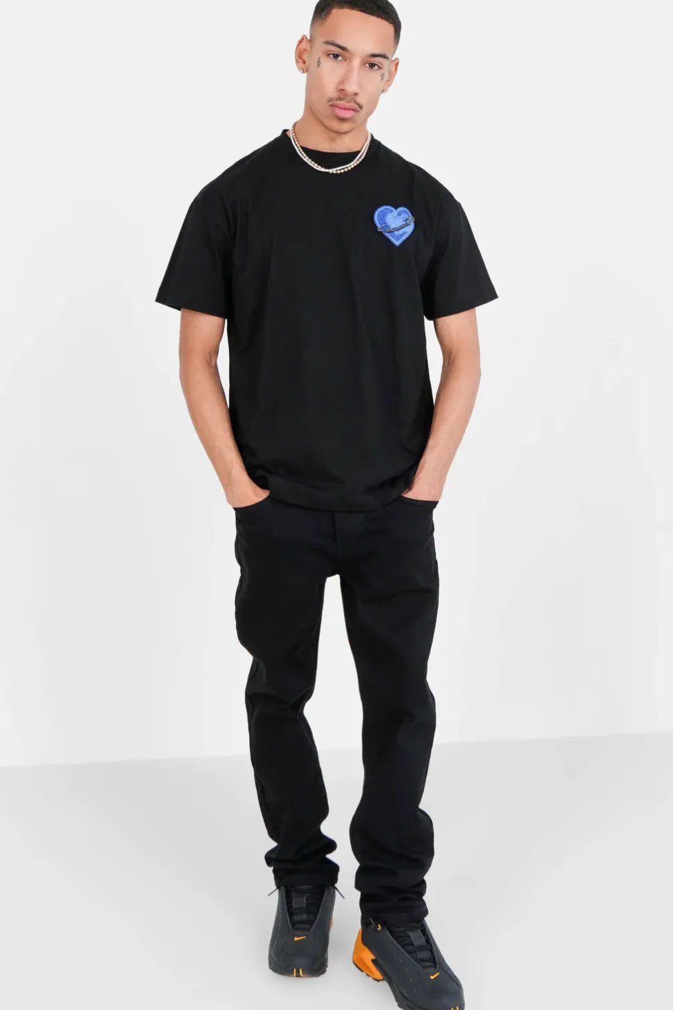T-Shirt Coeur Brode Noir