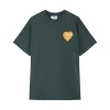 T-Shirt Coeur Brode Vert Fonce