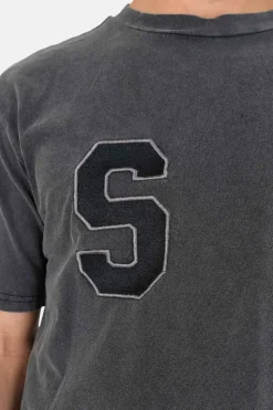 T-Shirt College Logo Brode Gris Fonce