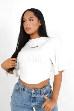 T-Shirt Corset Court Blanc Casse