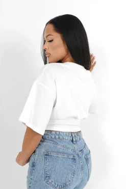 T-Shirt Corset Court Blanc Casse