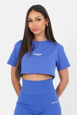 T-Shirt Court Brode Bleu Fonce