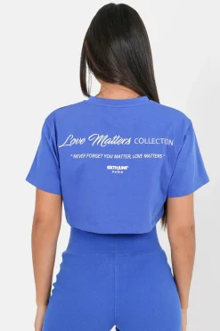 T-Shirt Court Brode Bleu Fonce