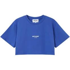 T-Shirt Court Brode Bleu Fonce