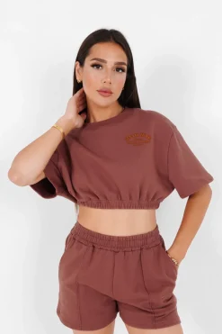 T-Shirt Court Elastique Marron