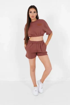 T-Shirt Court Elastique Marron