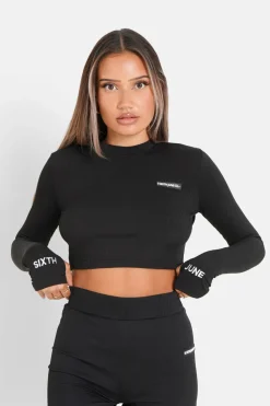 T-Shirt Court Satine Brode Noir