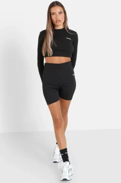T-Shirt Court Satine Brode Noir