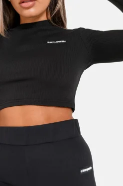 T-Shirt Court Satine Brode Noir