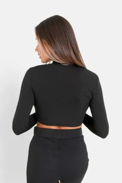 T-Shirt Court Satine Brode Noir
