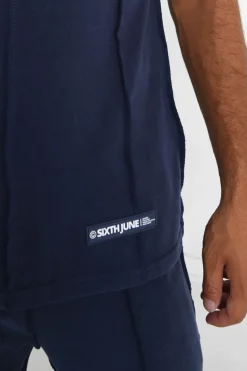 T-Shirt Coutures Exterieure Epais Bleu