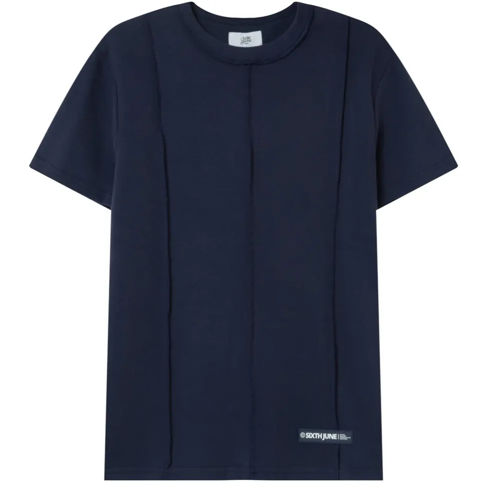 T-Shirt Coutures Exterieure Epais Bleu