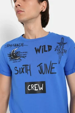 T-Shirt Crew Bleu Fonce