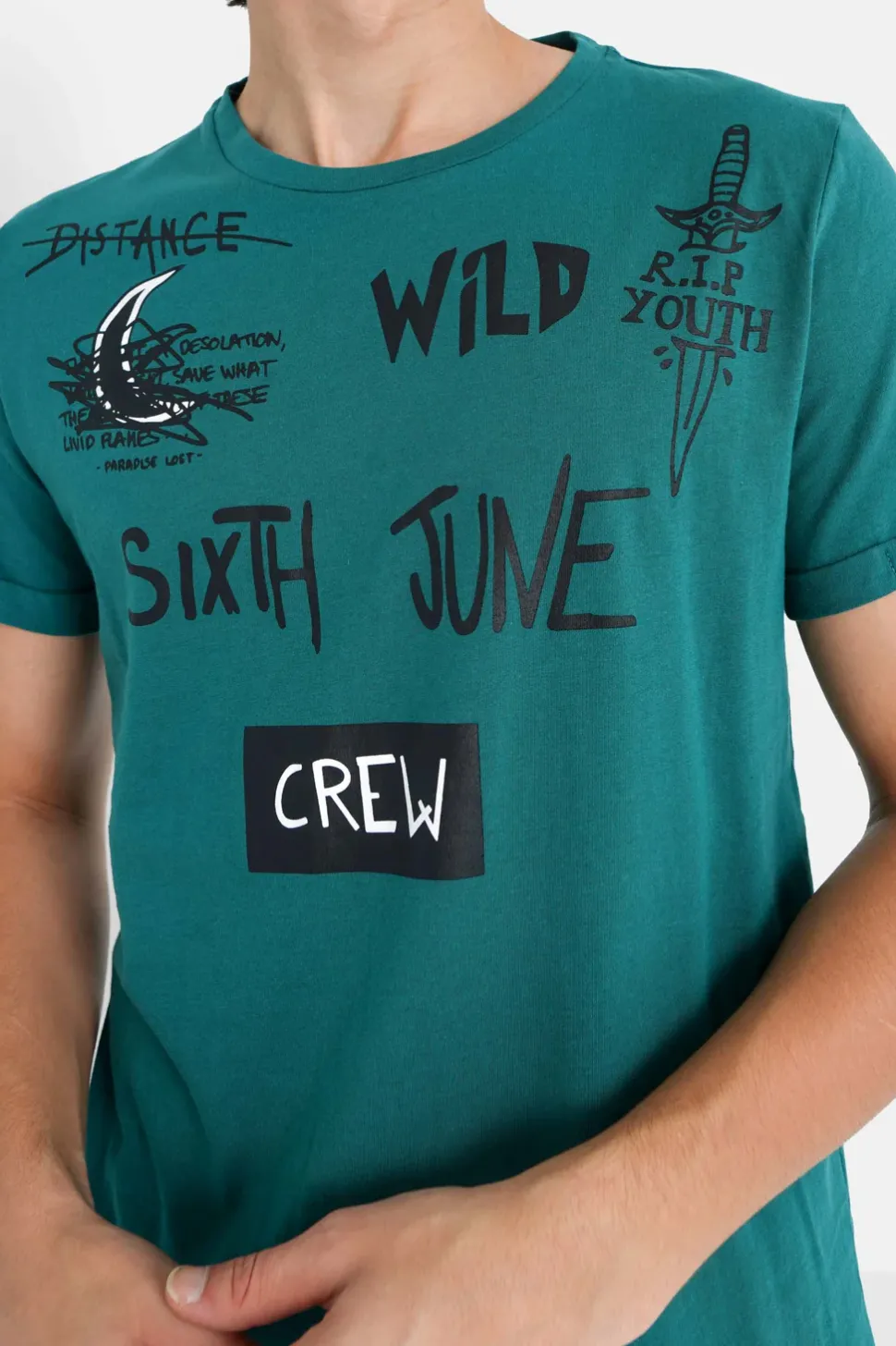 T-Shirt Crew Vert Fonce