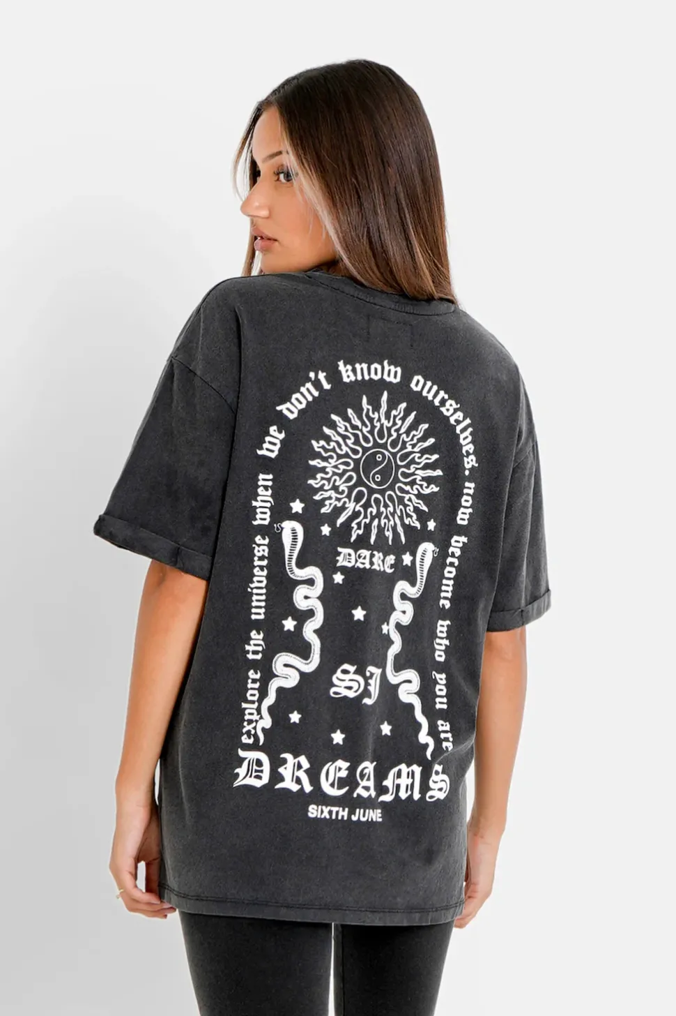 T-Shirt Dos Imprime Gris