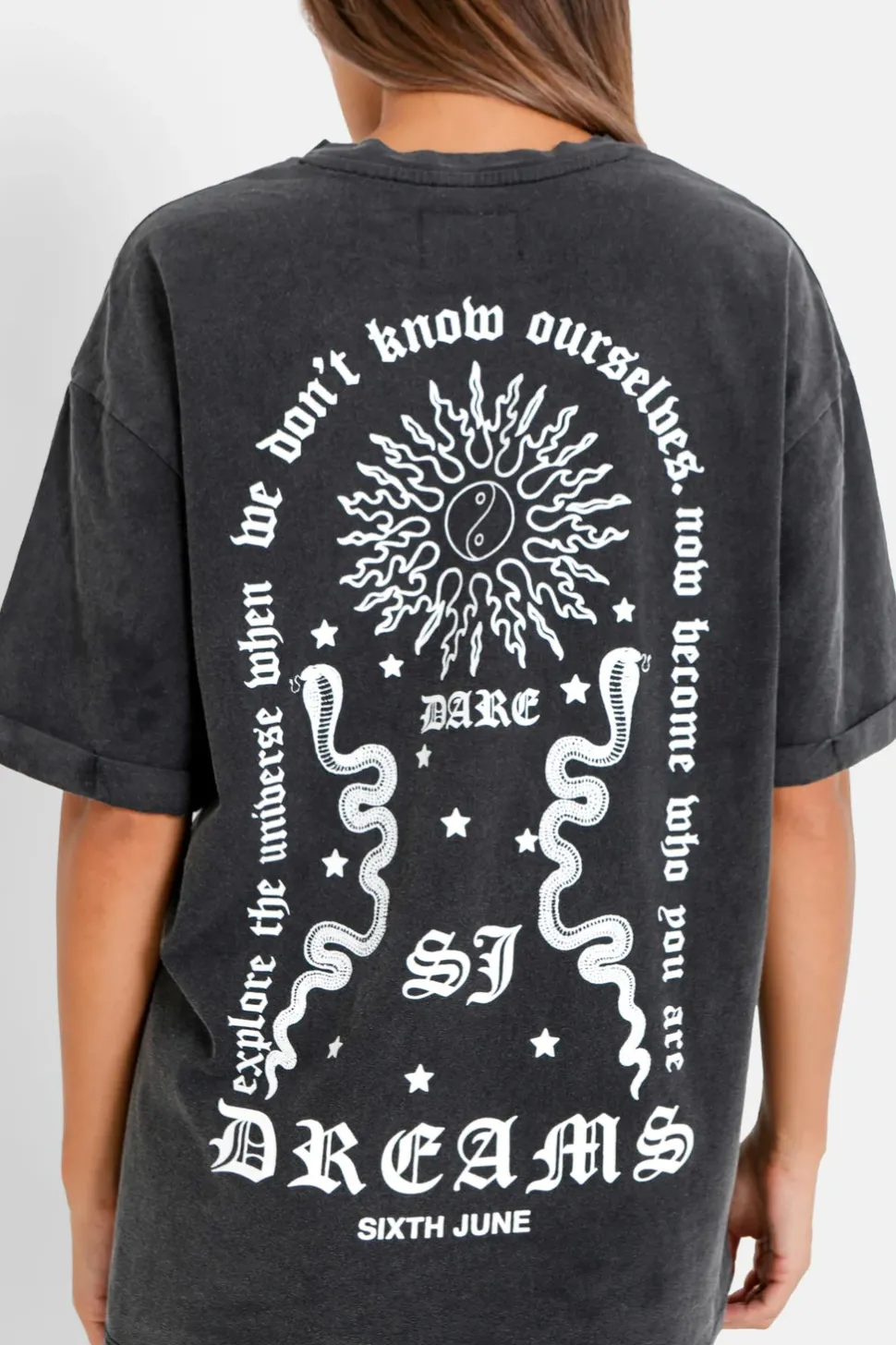 T-Shirt Dos Imprime Gris