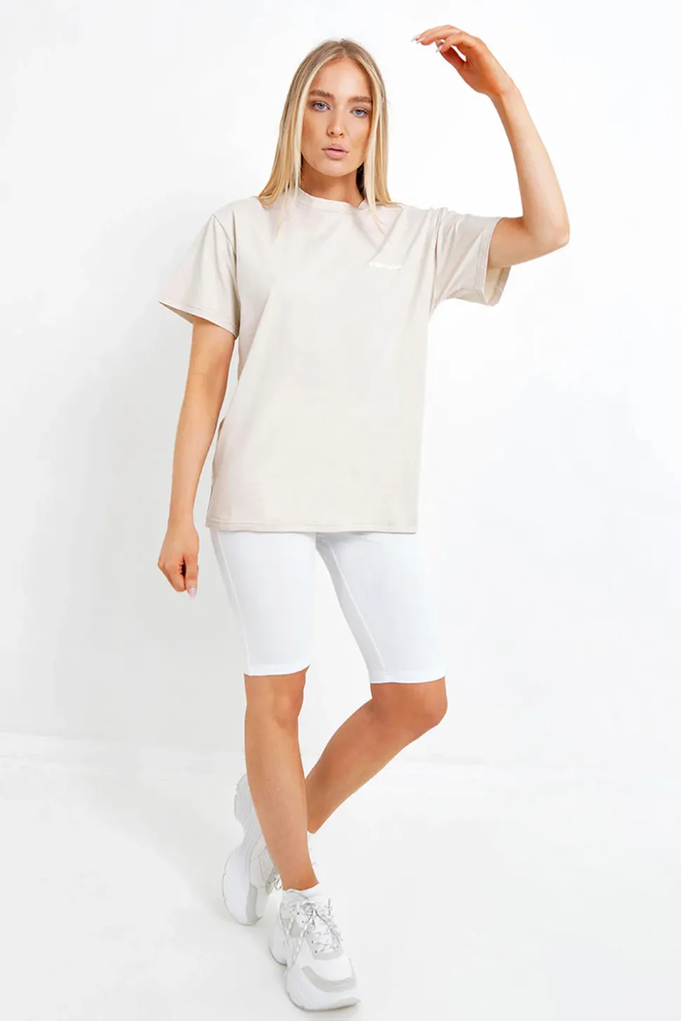 T-Shirt Double Logo Beige Clair