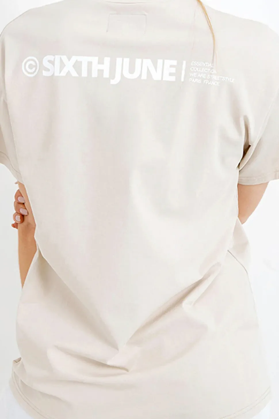 T-Shirt Double Logo Beige Clair