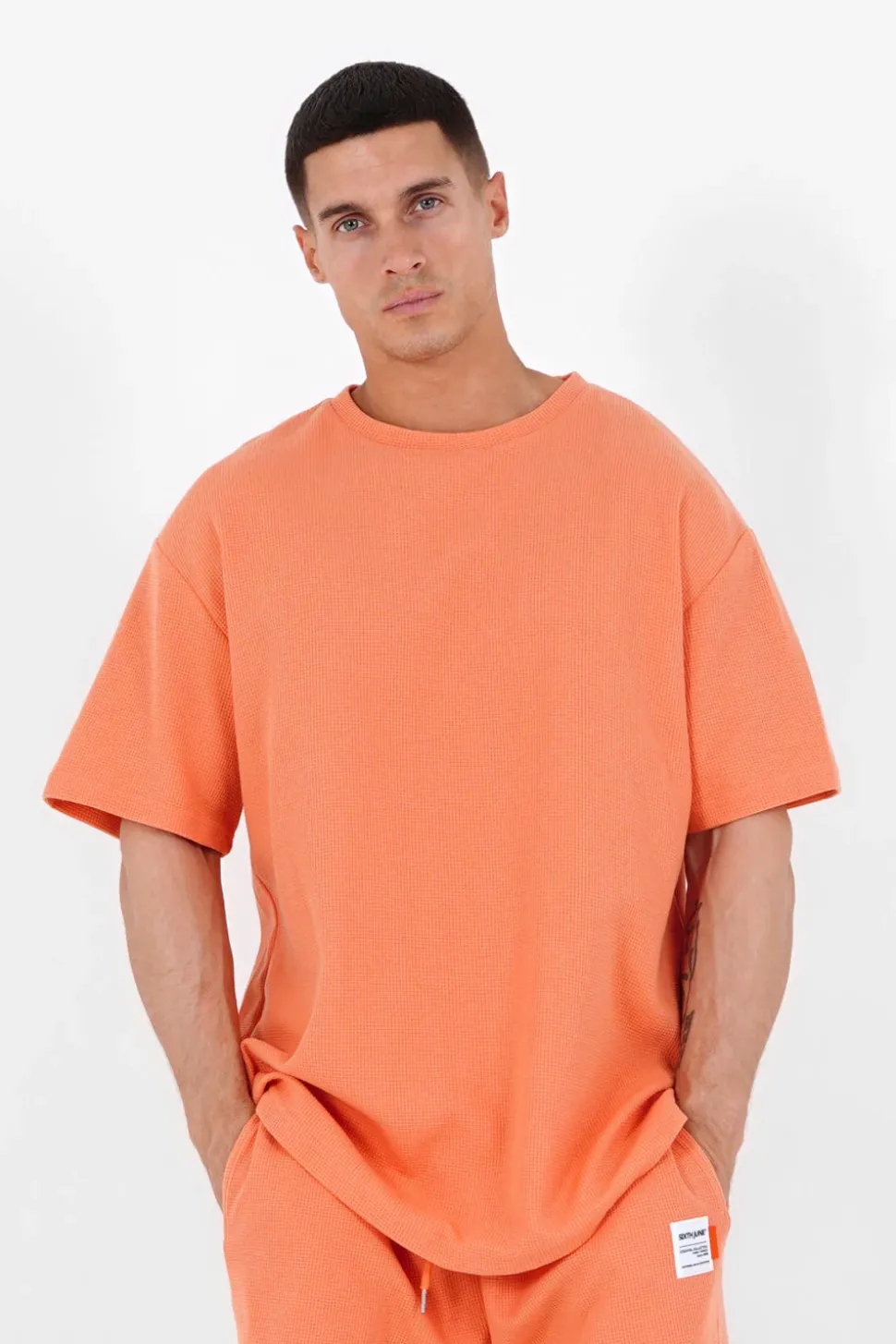 T-Shirt Gaufre Oversize Orange